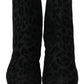 Dolce & Gabbana Elegant Black Leopard Print Short Boots