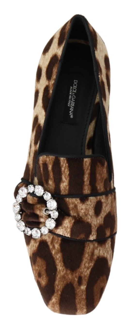 Dolce & Gabbana Leopard Print Crystal Embellished Loafers