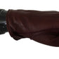 Dolce & Gabbana Maroon Wrist Length Mitten Leather Gloves