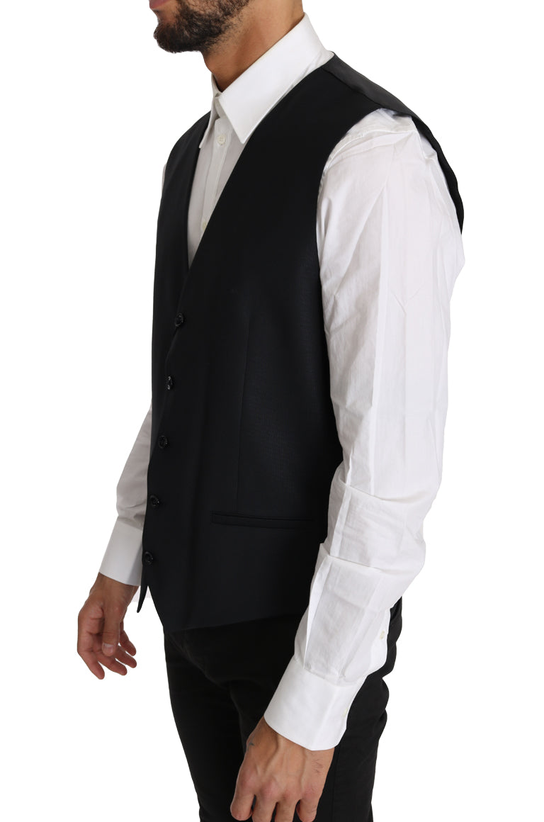 Dolce & Gabbana Gray Wool Silk Waistcoat Vest
