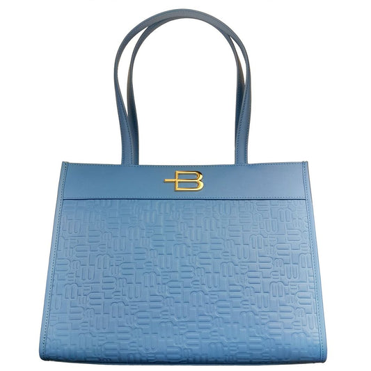 Baldinini Trend Chic Light Blue Calfskin Shopper Bag