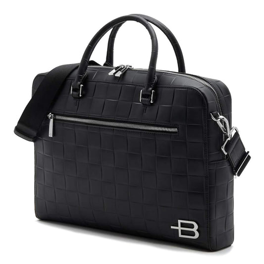 Baldinini Trend Black Leather Di Calfskin Briefcase