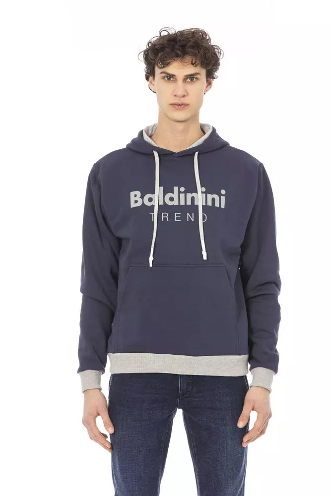 Baldinini Trend Chic Blue Cotton Fleece Hoodie with Front Logo