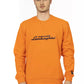 Automobili Lamborghini Sleek Orange Crewneck Sweatshirt with Sleeve Logo