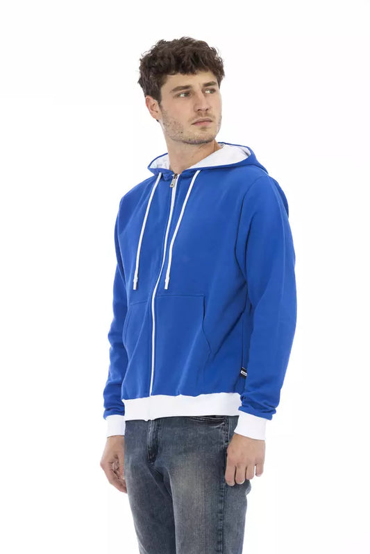 Baldinini Trend Elegant Blue Wool Hoodie with Rear Logo