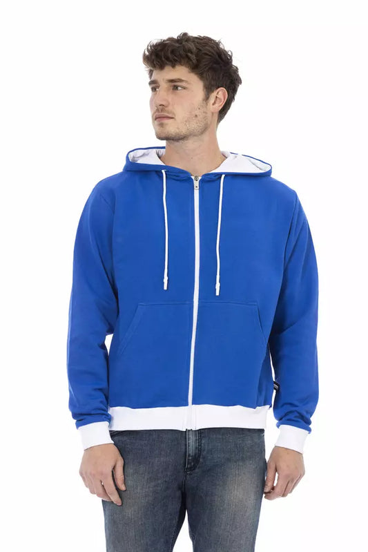 Baldinini Trend Elegant Blue Wool Hoodie with Rear Logo