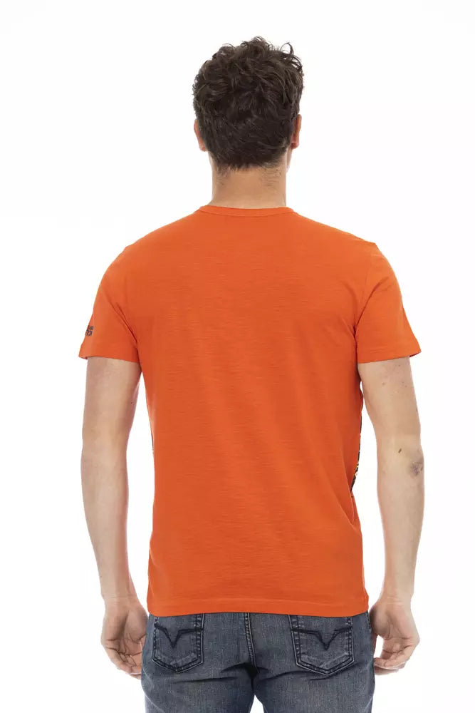 Trussardi Action Vibrant Orange Round Neck Tee with Print