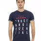Trussardi Action Sleek Short Sleeve Blue Tee with Front Print