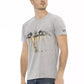 Trussardi Action Elevated Casual Gray Tee with Unique Front Print