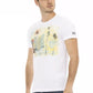 Trussardi Action Elegant White Tee with Artistic Front Print