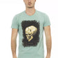 Trussardi Action Casual Chic Green Tee with Graphic Appeal