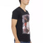 Trussardi Action Sleek V-Neck Tee with Edgy Front Print