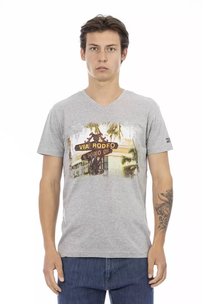 Trussardi Action Essential V-Neck Tee with Graphic Charm