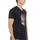 Trussardi Action Sleek V-Neck Tee with Front Print