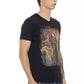 Trussardi Action Chic V-Neck Tee with Artistic Front Print