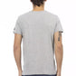 Trussardi Action Chic Gray V-Neck Tee with Stylish Front Print