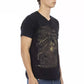 Trussardi Action Elegant V-Neck Tee with Chic Front Print