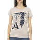 Trussardi Action Elegant Beige Printed Tee for the Stylish Woman