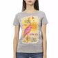 Trussardi Action Chic Gray Cotton Blend Tee with Artistic Print