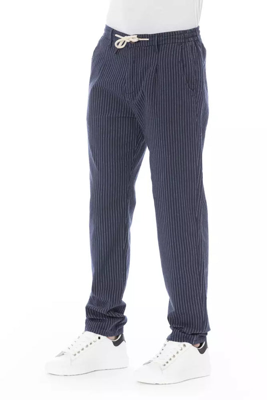 Baldinini Trend Chic Blue Chino Trousers with Drawstring
