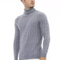 Alpha Studio Elegant Light Blue Turtleneck Sweater