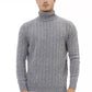 Alpha Studio Elegant Gray Turtleneck Sweater for Men