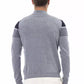 Alpha Studio Elegant Light Blue Mock Neck Sweater for Men