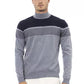 Alpha Studio Elegant Light Blue Mock Neck Sweater for Men