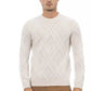 Alpha Studio Beige Merino Wool Crewneck Classic Sweater