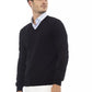 Alpha Studio Elegant V-Neck Wool Blend Sweater