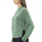 Alpha Studio Elegant Green Mock Neck Wool Blend Sweater