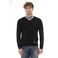 Baldinini Trend Elegant V-Neck Wool Sweater - Long Sleeves, Ribbed Accents