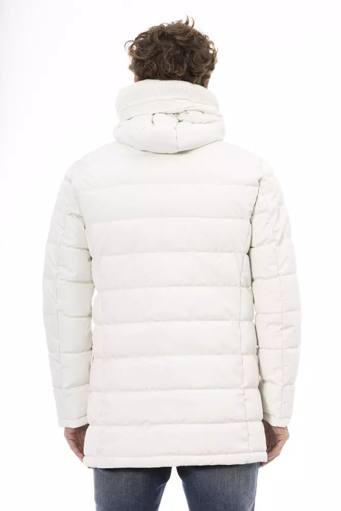 Baldinini Trend Elegant White Hooded Zip Jacket