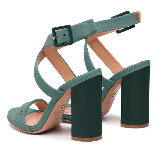 Elisabetta Franchi Green Leather Di Calfskin Sandal