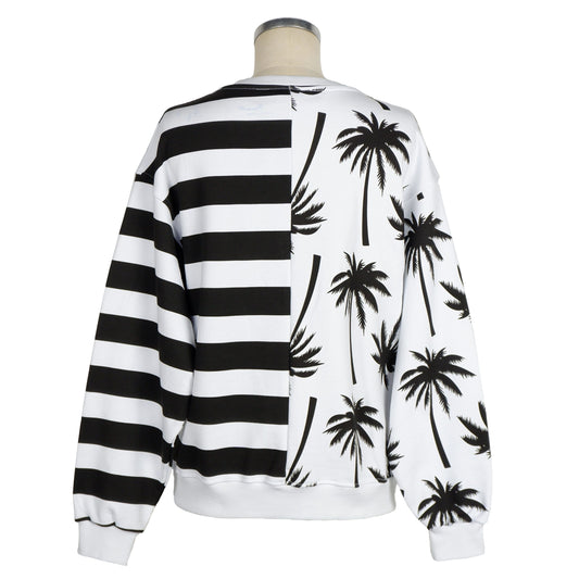 Comme Des Fuckdown Chic Monochrome Stripe Palm Print Sweater