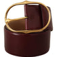 Dolce & Gabbana Elegant Brown Leather Belt with Gold Oval Buckle