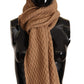 Dolce & Gabbana Dark Brown Wrap Shawl Knitted Camel Scarf