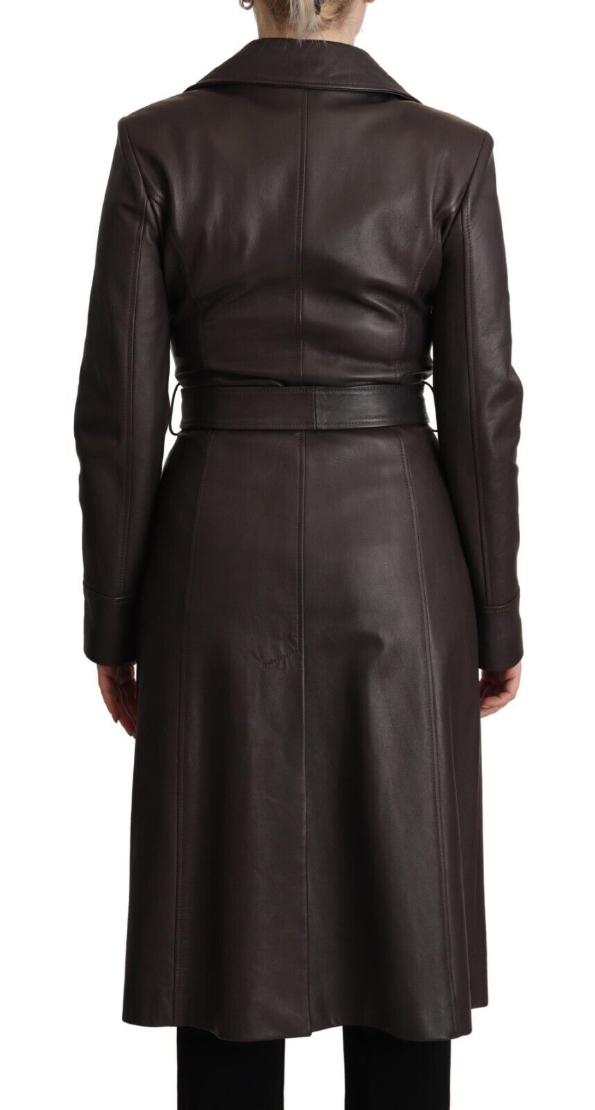 Dolce & Gabbana Elegant Double-Breasted Lambskin Leather Coat