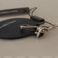 Dolce & Gabbana Black Leather Shell Metal Silver Tone Keyring Keychain