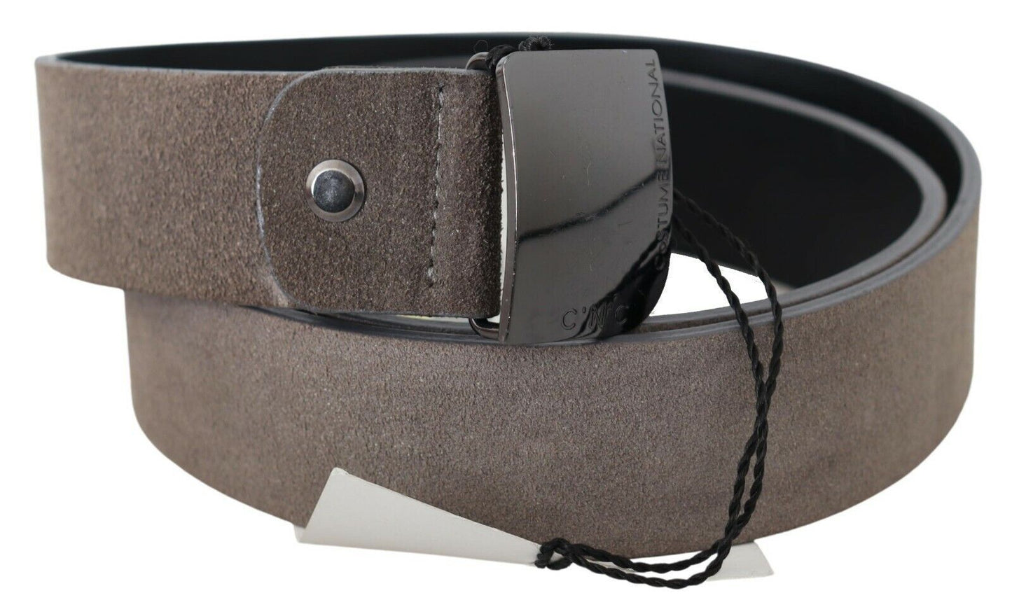 Costume National Brown Leather Square Logo Buckle Belt