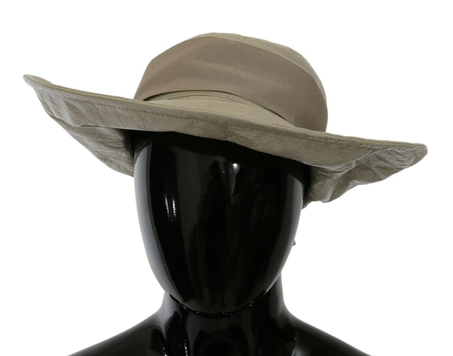 Dolce & Gabbana Beige 100% Lamb Leather Wide Brim Panama Hat