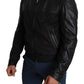 Dolce & Gabbana Elegant Black Bomber with Leather Accents