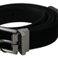 Dolce & Gabbana Black Velvet Leather Silver Buckle Belt