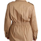 Dolce & Gabbana Chic Beige Button Down Coat with Embellishments