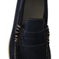 Pollini Chic Suede Blue Moccasins for Men