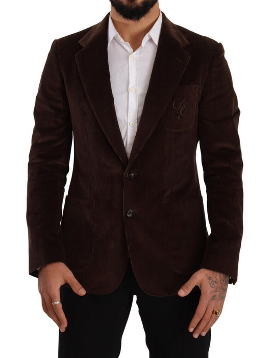 Dolce & Gabbana Elegant Brown Corduroy Slim Fit Blazer