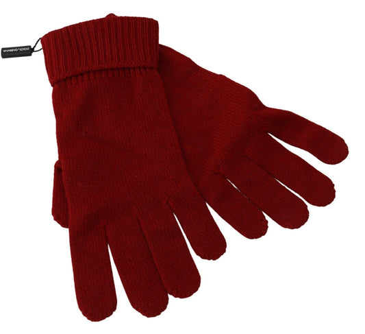 Dolce & Gabbana Red 100% Cashmere Knit Hands Mitten Mens Gloves