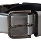 Dolce & Gabbana Chic Silver Leather Belt with Metal Buckle