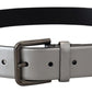 Dolce & Gabbana Chic Silver Leather Belt with Metal Buckle