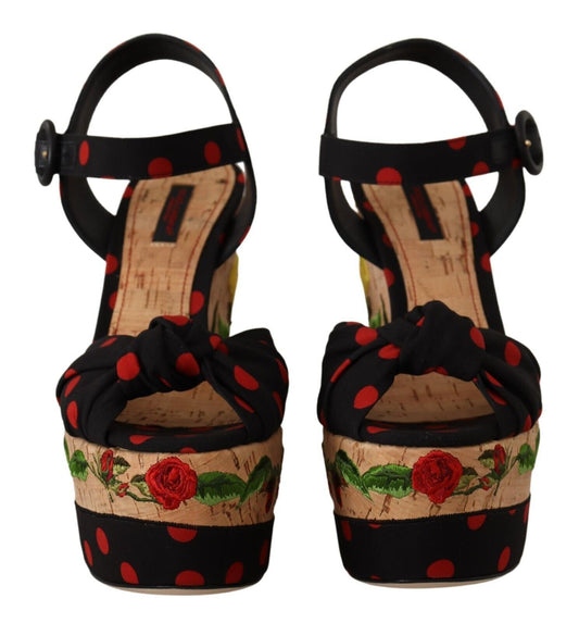 Dolce & Gabbana Multicolor Platform Wedges Sandals Charmeuse Shoes
